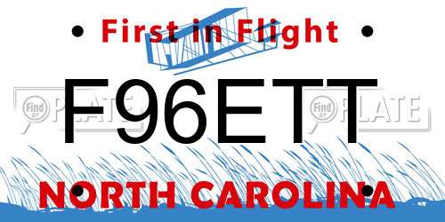 F96ETT North Carolina License Plate