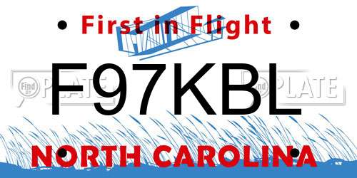 F97KBL North Carolina License Plate