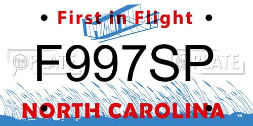 F997SP North Carolina License Plate