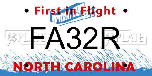 FA32R North Carolina License Plate