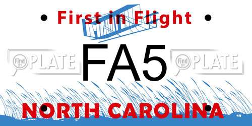 FA5 North Carolina License Plate