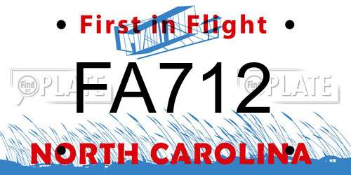 FA712 North Carolina License Plate
