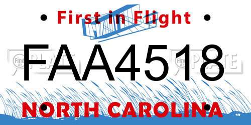 FAA4518 North Carolina License Plate
