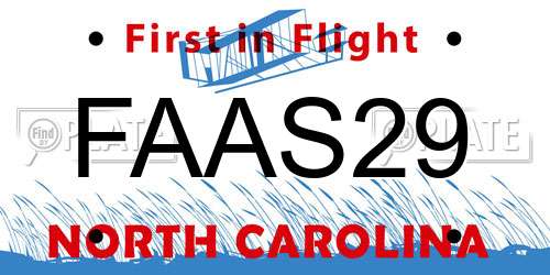 FAAS29 North Carolina License Plate