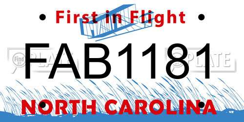FAB1181 North Carolina License Plate