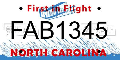 FAB1345 North Carolina License Plate