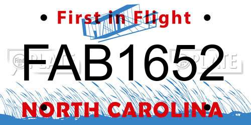 FAB1652 North Carolina License Plate