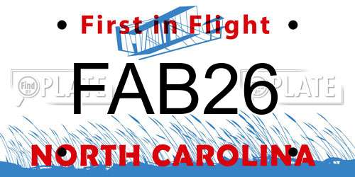 FAB26 North Carolina License Plate