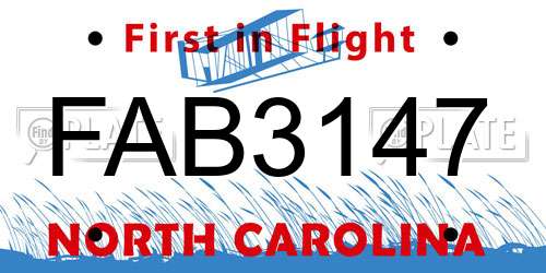 FAB3147 North Carolina License Plate