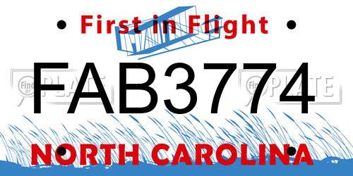 FAB3774 North Carolina License Plate