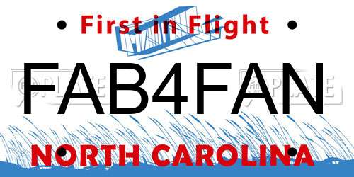 FAB4FAN North Carolina License Plate