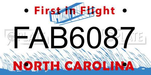 FAB6087 North Carolina License Plate