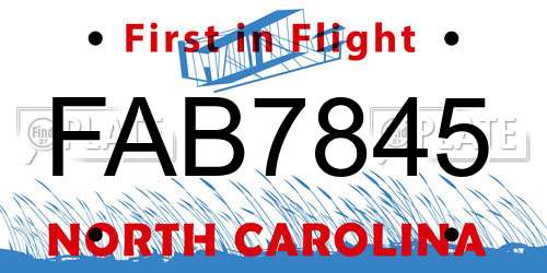 FAB7845 North Carolina License Plate
