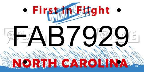 FAB7929 North Carolina License Plate