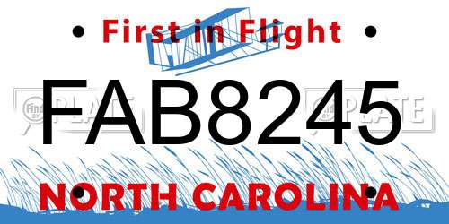 FAB8245 North Carolina License Plate