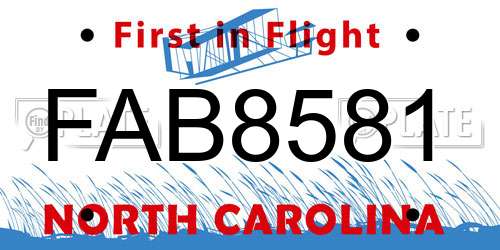 FAB8581 North Carolina License Plate