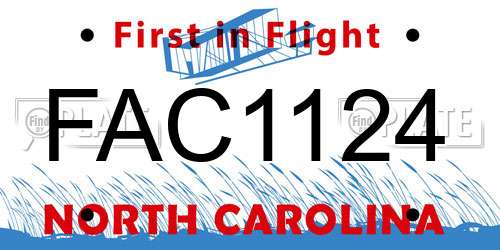 FAC1124 North Carolina License Plate