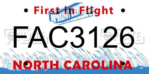 FAC3126 North Carolina License Plate
