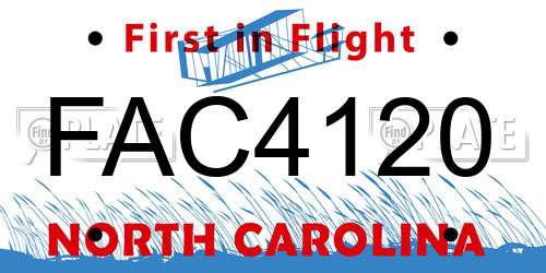 FAC4120 North Carolina License Plate