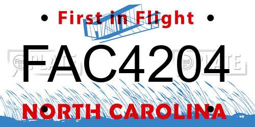 FAC4204 North Carolina License Plate