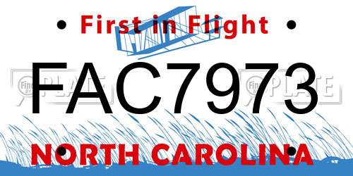 FAC7973 license plate in NC state
