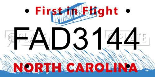 FAD3144 North Carolina License Plate