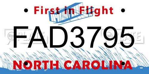 FAD3795 North Carolina License Plate