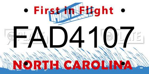 FAD4107 North Carolina License Plate