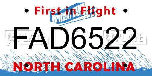 FAD6522 North Carolina License Plate