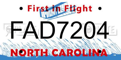 FAD7204 North Carolina License Plate