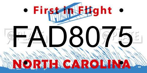 FAD8075 North Carolina License Plate