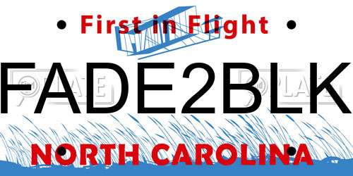 FADE2BLK North Carolina License Plate