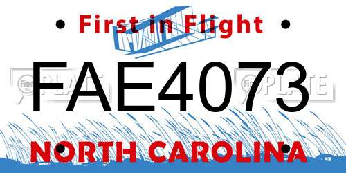 FAE4073 North Carolina License Plate