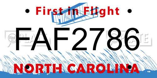 FAF2786 North Carolina License Plate