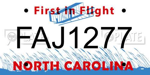 FAJ1277 North Carolina License Plate