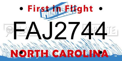 FAJ2744 North Carolina License Plate