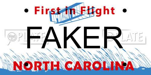 FAKER North Carolina License Plate