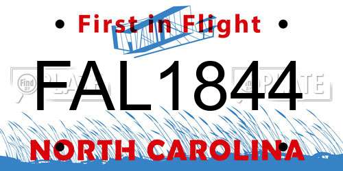 FAL1844 North Carolina License Plate