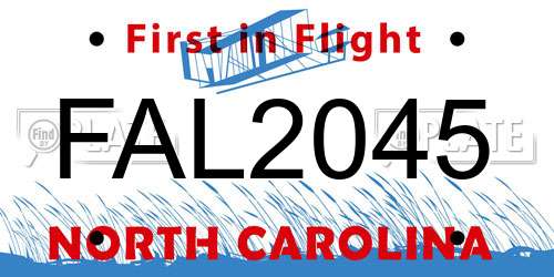 FAL2045 North Carolina License Plate