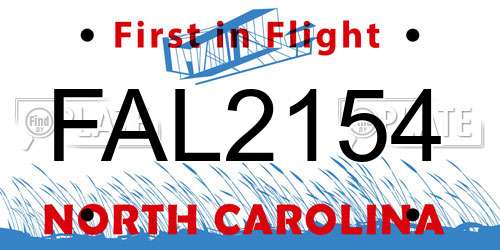 FAL2154 North Carolina License Plate