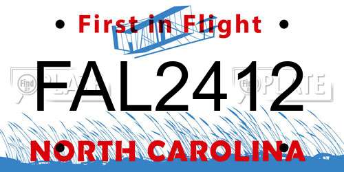 FAL2412 North Carolina License Plate