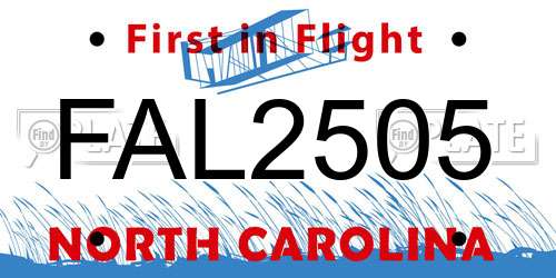 FAL2505 North Carolina License Plate