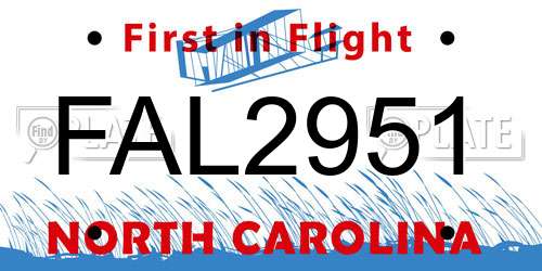 FAL2951 North Carolina License Plate