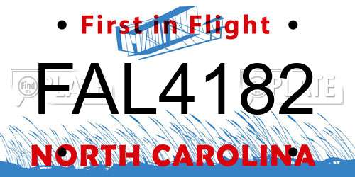 FAL4182 North Carolina License Plate