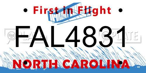 FAL4831 North Carolina License Plate