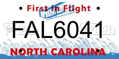 FAL6041 North Carolina License Plate