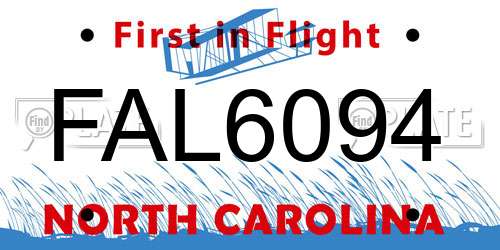 FAL6094 North Carolina License Plate