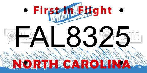 FAL8325 North Carolina License Plate
