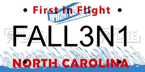 FALL3N1 North Carolina License Plate