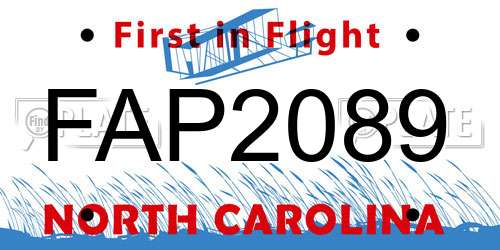 FAP2089 North Carolina License Plate